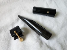 Vintage Rovner 6 (.120") Hard Rubber Baritone Sax Mouthpiece Cap & Ligature