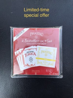 Authentic Pirastro Tonica Violin String Set 4/4 A,D,G Gold Label E Ball