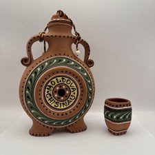 Chisinau Moldova Kulacs Terracotta Ceramic Flask Decanter With Matching Cup