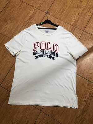 Y2K Casual Polo Ralph Lauren Big Logo Tee White XL Men s Hype Cotton Crew Neck