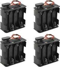 4 Pack 8X 1.5V AA Battery Holder with I Type Wired Battery Clip Standard Snap Co