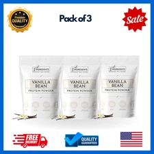 JUST INGREDIENTS Vanilla Protein Powder 22g Grass Fed Whey 15 Servings 3PK