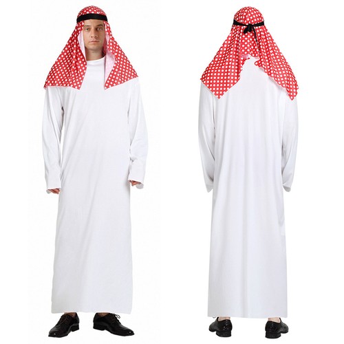 Mens Costume Carnival Jumpsuit 2-piece Set Robe Theme Party Outfits Adult Arab - Picture 4 of 27