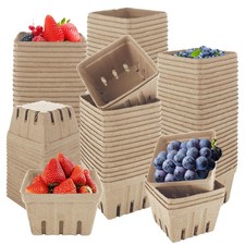 Natural Pulp Fiber Berry Basket 100 PCS Paper Strawberry Farmers Market Brown