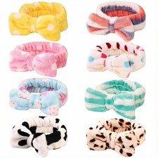 8Pack Soft Bow Spa Headbands for Women Skincare Makeup Face Wash Party Favors