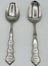 2 USED ‘Distinction Deluxe Stainless’ by Oneida 8.25in Valorie Serving Spoons
