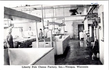 Viroqua, WI Wisconsin LIBERTY POLE CHEESE FACTORY~R&B Streeter WORKERS Postcard