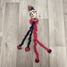 Handmade Knitted Crocheted Clown Doll Plush Curly Spiral Limbs Vintage Style