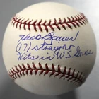 Hank Bauer Signed Major League Baseball Autograph 17 Straight WS Hit Inscription