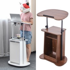 Rolling Rostrum Station Height & Angle Adjustable Mobile Podium Stand LaptopTray