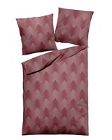 Dormisette Fein Flanell BettwäSche 155X220 Zickzack Rot Uni Melange 1660-20