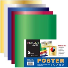 BAZIC Poster Board Metallic Assorted Color 11" X 14", Colored Poster Board Paper