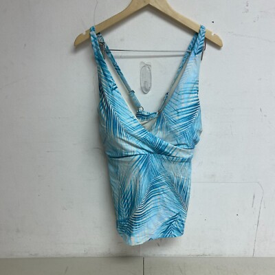 Calia Women's Wrap Front Tankini Soft Palms Blue WSA20302PRTXWP
