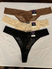 INC international concepts Plus Lace Thongs 3pr Carob/Latte/Black,Size XXL, 24