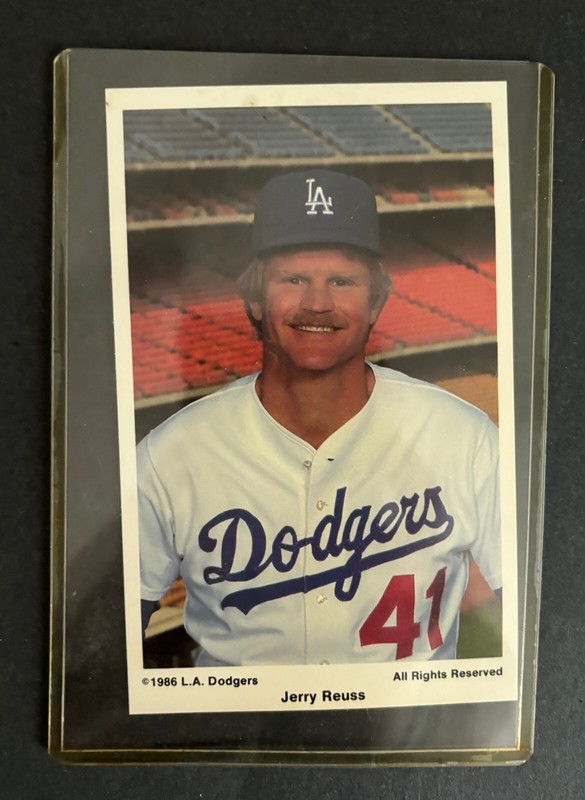 1985 Jerry Reuss, Los Angeles Dodgers Baseball Team Issue Postcard - Coca Cola