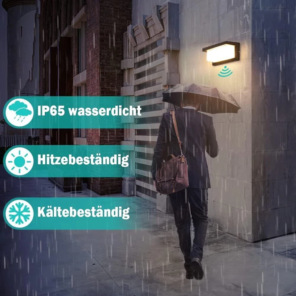 18W LED Außenleuchte mit Bewegungsmelder Wandleuchte Anthrazit Sensor Außenlampe - Bild 4 von 4