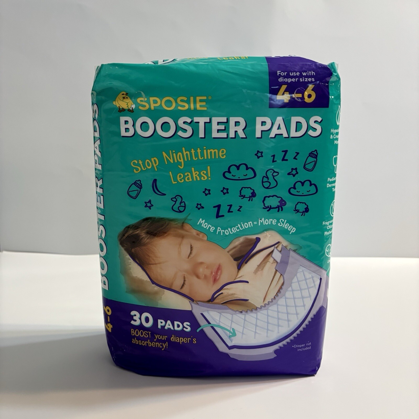 Sposie Booster Pads Diaper Doublers • 30 Pads • Size 4-6 • New