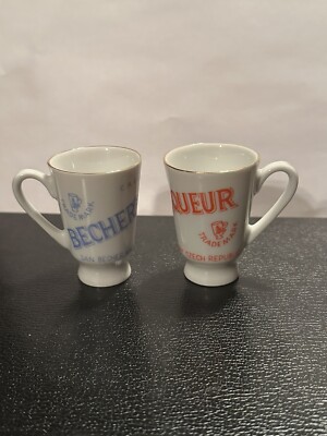 Vintage BECHER s LIQUEUR Shot Glass Cup Set Jan Becher Carlovy Vary CZECH REPUB