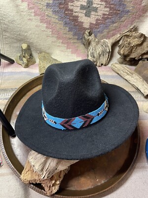Brown Turquoise Bead Beaded Hatband Hat Band Brown Aztec Southwestern Southwest