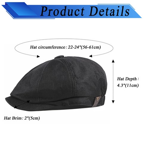 Mens Herringbone Cotton Blend Newsboy Flat Cap Gatsby Cabbie Driving Golf Hat - Picture 20 of 29