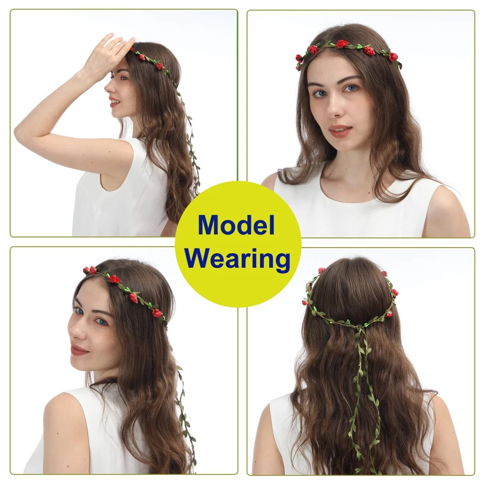 Paquete de 15 diademas ajustables con forma de corona floral para niñas mujeres Foto 4 de 4