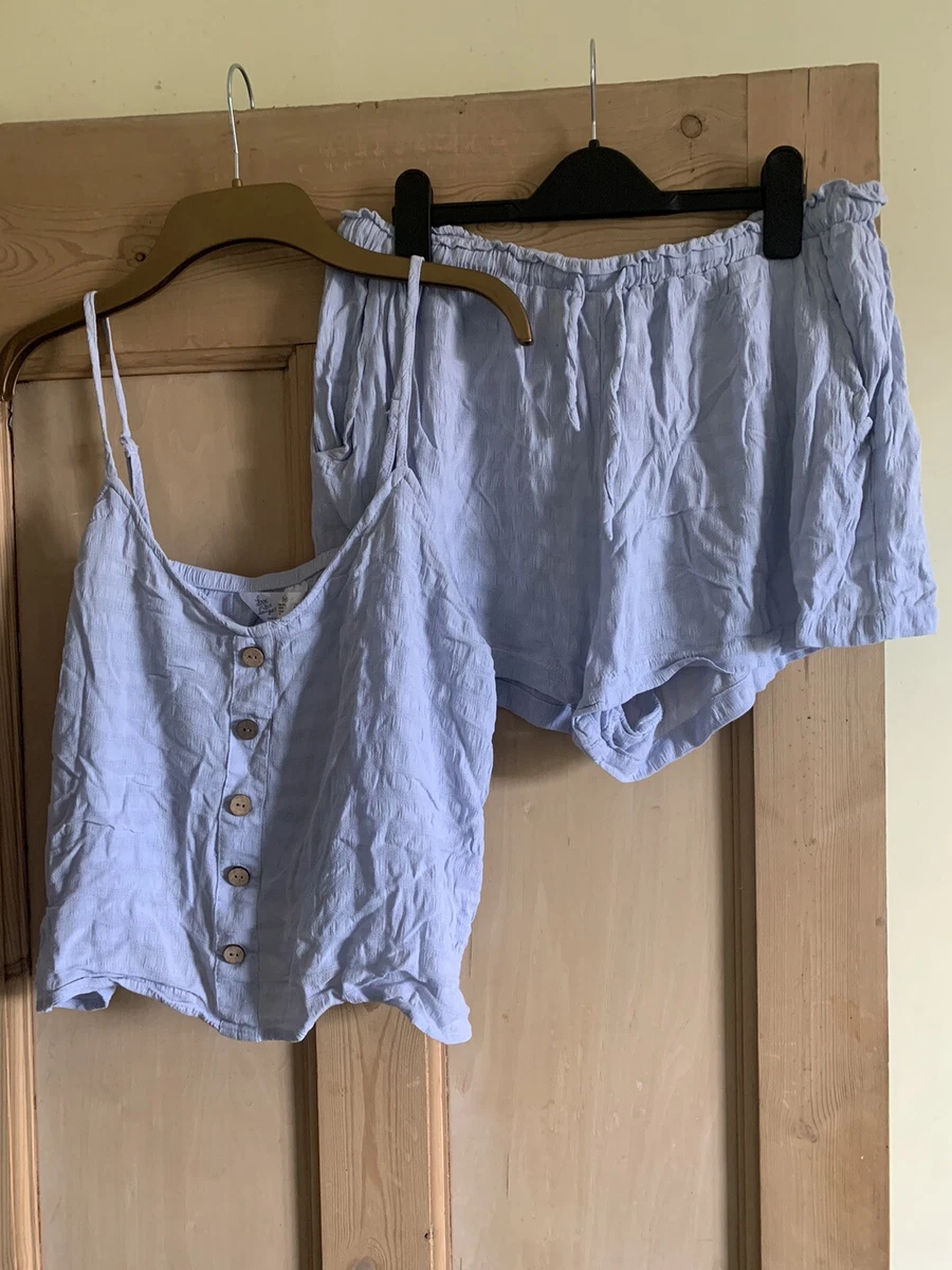 Primark Love To Lounge Blue Short Pyjama Pjs Set Size Medium