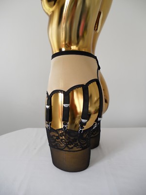 Medium 14 Riemen Gold Lycra Designer Burlesque Damen Sexy Retro Strapsgürtel