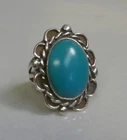 Vintage Sterling Silver Southwest Style Turquoise Ring - Size 4