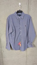 Polo Ralph Lauren Shirt Mens Large Blue Check Classic Fit Long Sleeve 16.5