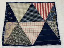 Vintage Patchwork Quilt Table Topper, Triangles, Early 1900  s, Early Calicos