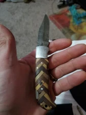 Damascus TACTICAL FOLDING Blade POCKET Knife Lock Back Hunting -Beard Handle