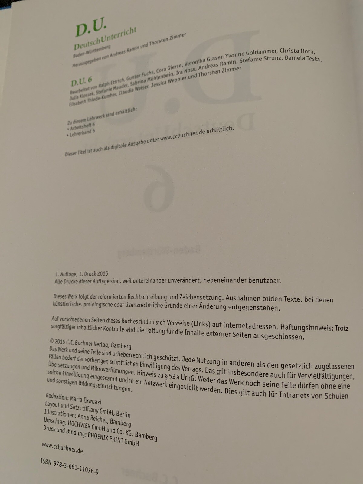 Thumbnail - D.u. 6 Deutschunterricht Baden-württemberg Schülerbuch