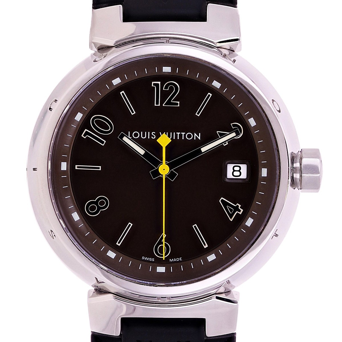LUOIS VITTON Q1311 腕時計 Louis Vuitton Ladies Tambour Q1311 Quartz Black Rubber Strap Wrist