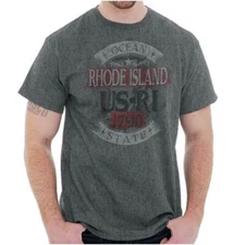 Traditional Rhode Island US State Tourist RI Adult Short Sleeve Crewneck Tee