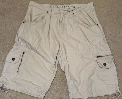Industrial Revolution Mens 38 Cargo Pull On Skater Lightweight Y2K Khaki Shorts