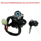 Universal Motorcycle Modified Ignition Key Lock Kit Switch For Kawasaki Yamaha