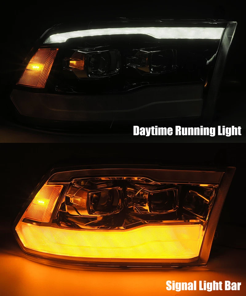 Faros LED DRL+proyector negros pulidos para Dodge Ram 1500/2500/3500 09-18 Foto 4 de 4