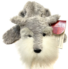 Vintage Russ Gin the Schnauzer Plus Stuffed Animal Dog Gray White with Tag 8 in
