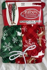 Rudolph Red Nose Reindeer Comfy Women  s Christmas Sleep Jogger Pockets Sz S Soft