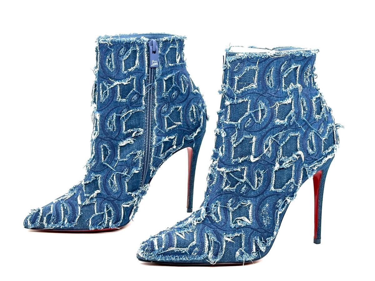 Christian Louboutin SO KATE BOOTY 100 Denim Ankle Bootie Boots