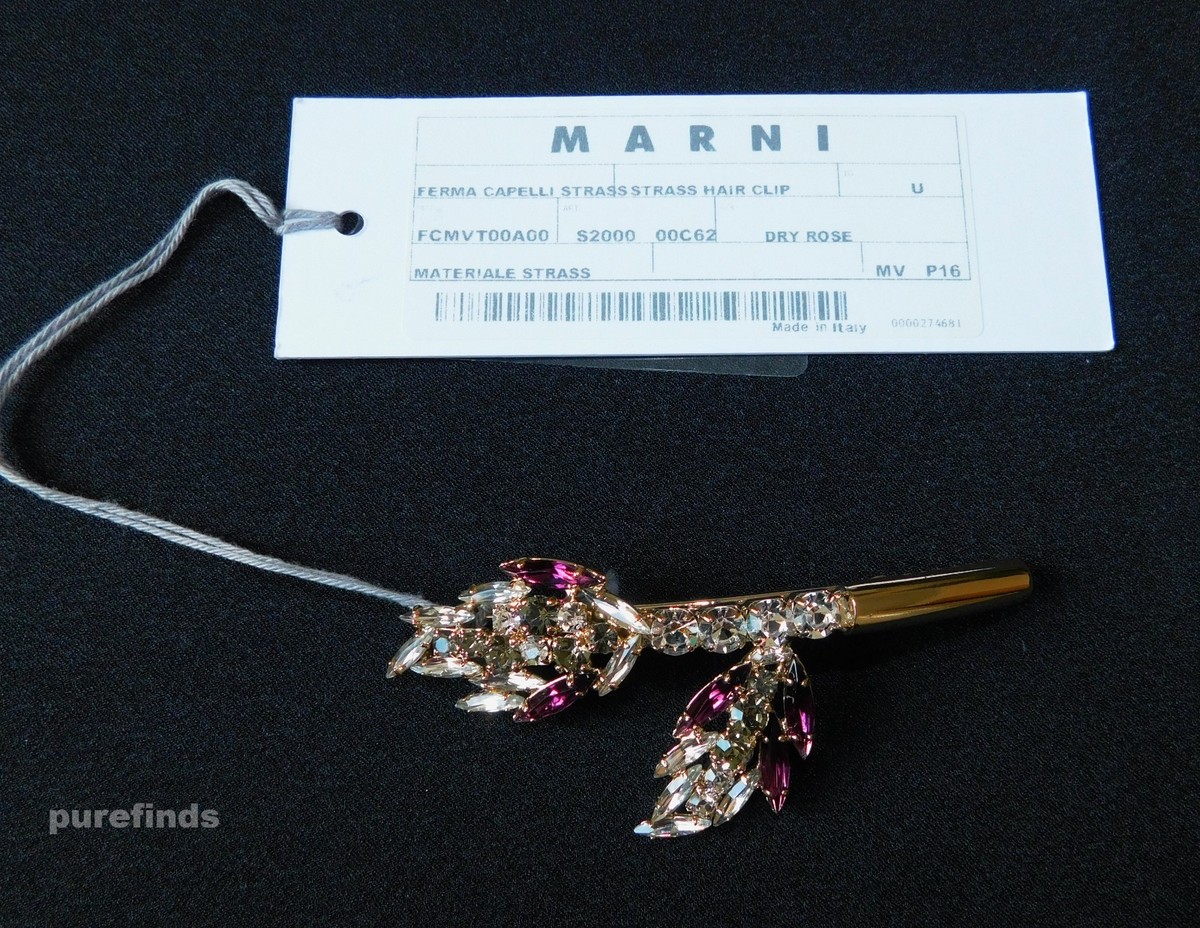 Marni STRASS Hair Clip Crystals & Gold Plated Brass for sale  display picture 1