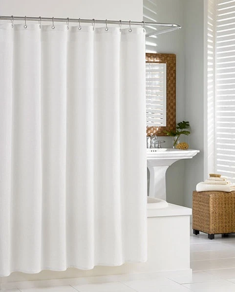 Fabric Shower Curtain Plain White All Sizes With Weighted Hem