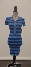 NWT Lulus "So Glad" Blue Striped Bodycon Shirt Dress - Size S 