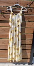 Vera Wang Women's Yellow Floral Dress Sleeveless Size S Lined