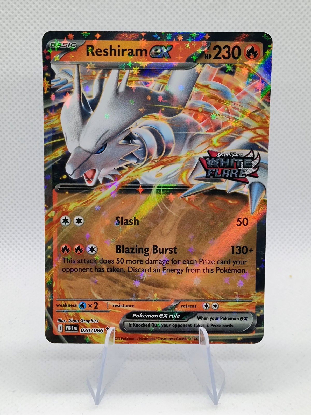 Reshiram ex (White Flare Stamped) Holo Double Rare 20/86 Near Mint