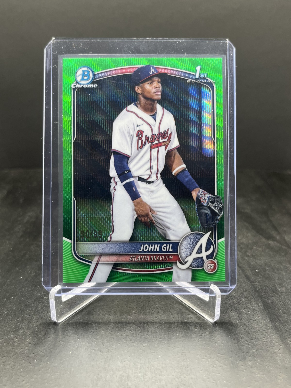 2025 Bowman Chrome Baseball John Gil 1st Bowman Green Wave 80/99 #BCP-172
