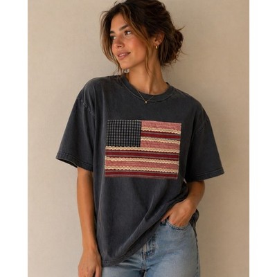 Comfort Color Sewn Patchwork Flag Demin
