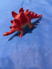 Stegosaurus 9" Plastic Dinosaur Toy Figure Red Body And Yellow Stomach