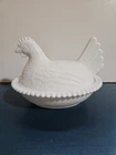 Vintage White Opaque Milk Glass Hen on Nest 7" Indiana Glass