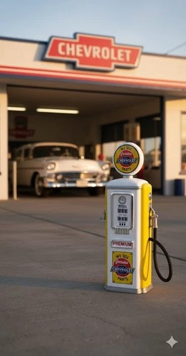 Vintage Chevrolet Parts Tokheim Gas Pump Replica Figurine Coin Bank Automobilia